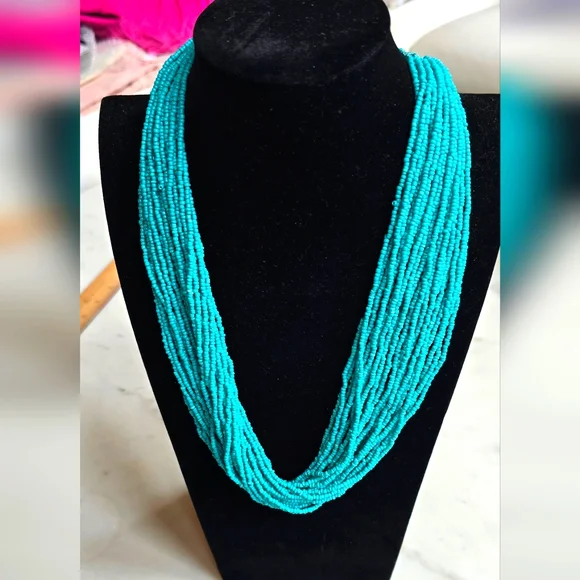 Beautiful Multi-strand Turquoise Beaded Statement Necklace - Picture 1 of 5